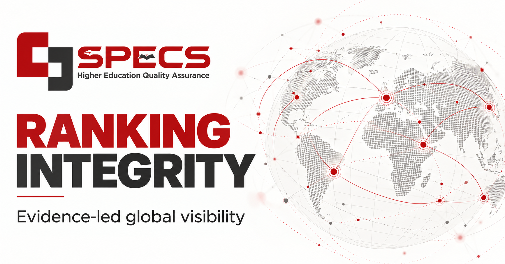 SPECS graphic illustrating ranking integrity through an evidence-led global network